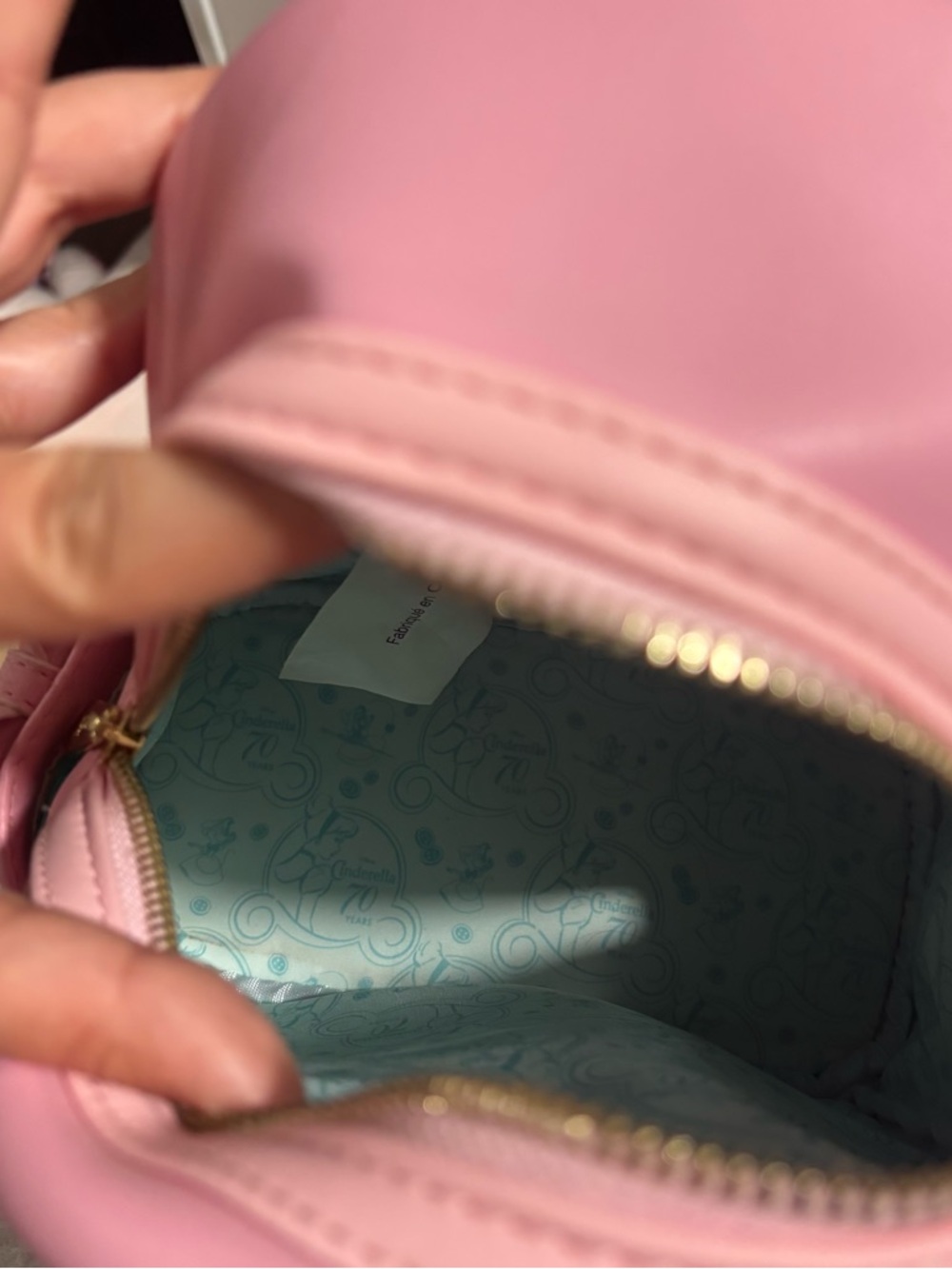 Loungefly cinderella 70 anniversary Pink Mini Backpack with Gold Zipper Detail - Picture 6 of 6